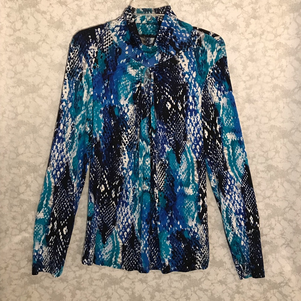 Spence brand blouse w/blue,‎ black, white design XL